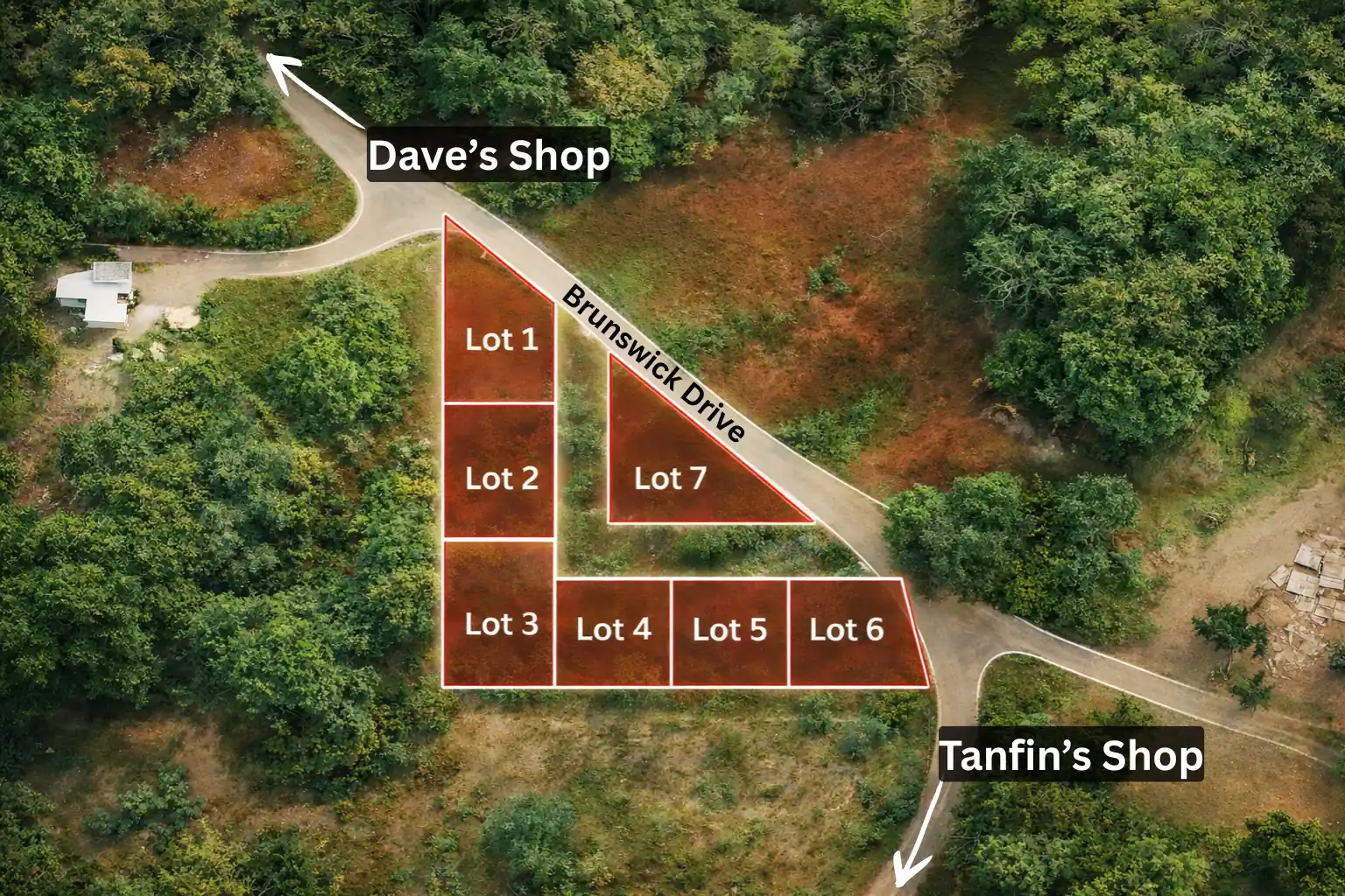 Map showing Brunswick Gardens location in Carriacou, Grenada